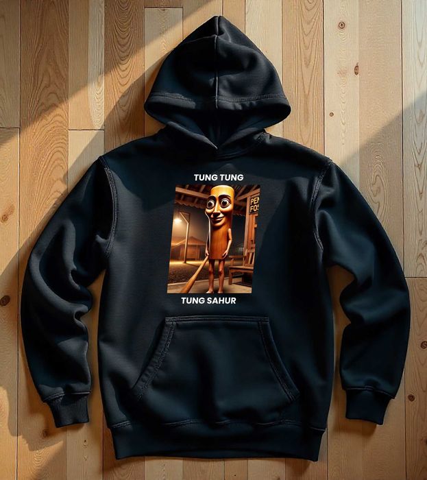 Męska Czarna Bluza M Tung Tung Sahur Wersja 4