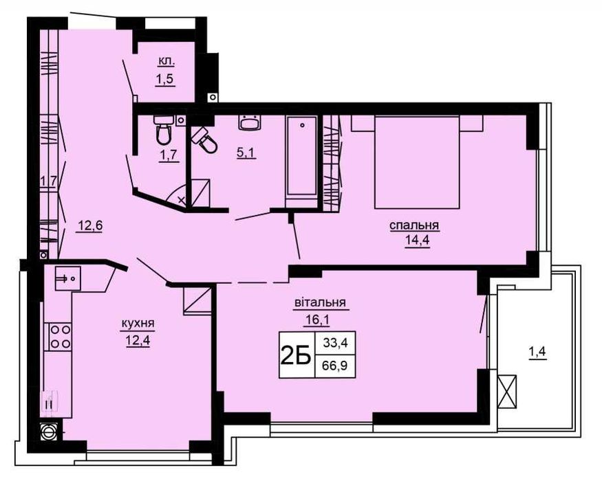 Простора 2-к квартира 64.4 м² у зданому ЖК "Варшавський Deluxe"