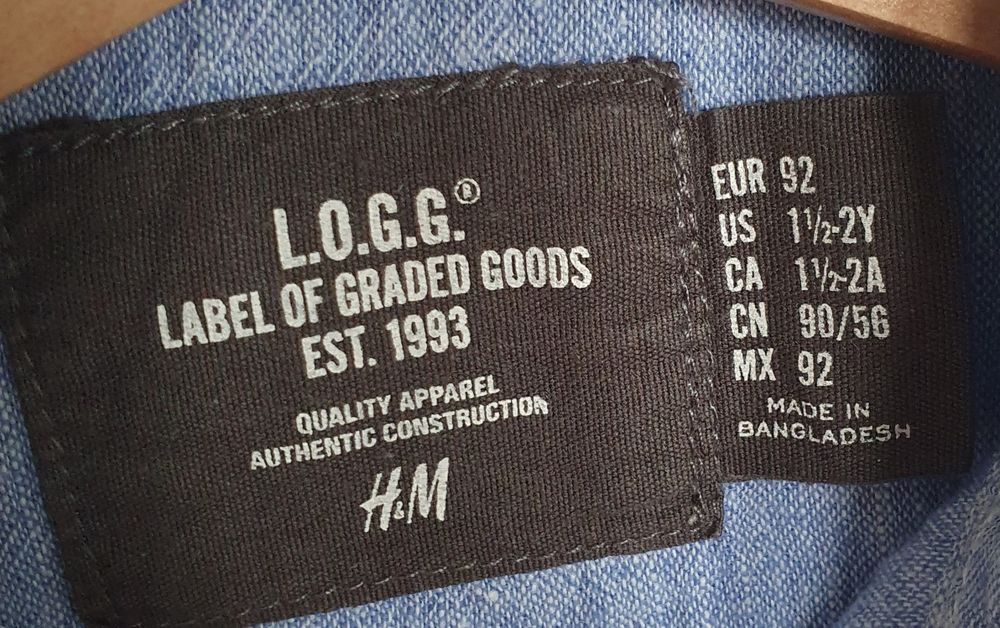 H&M-błękitna koszula dla chłopca z krótkim rękawem r.92cm
