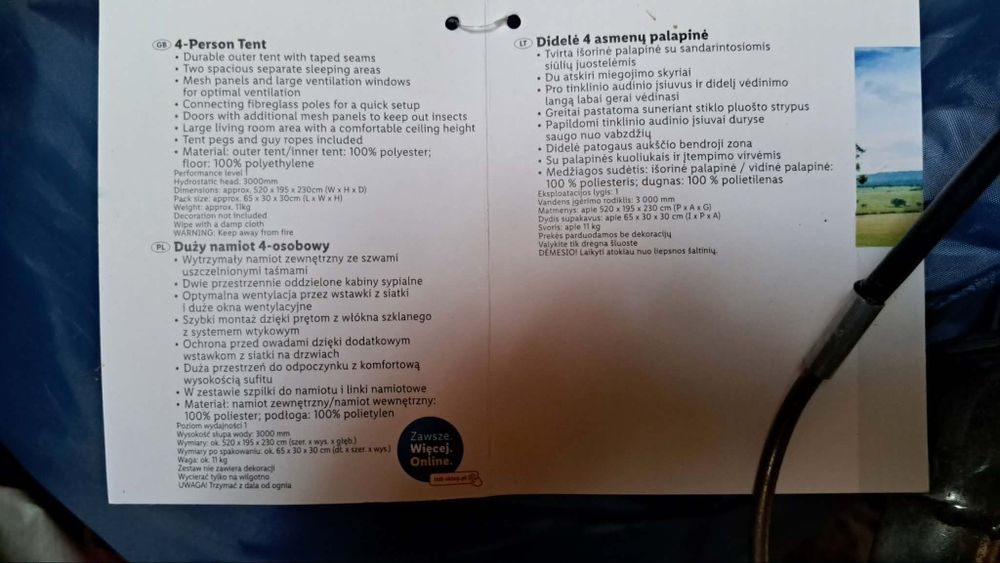 Namiot  cztero osobowy