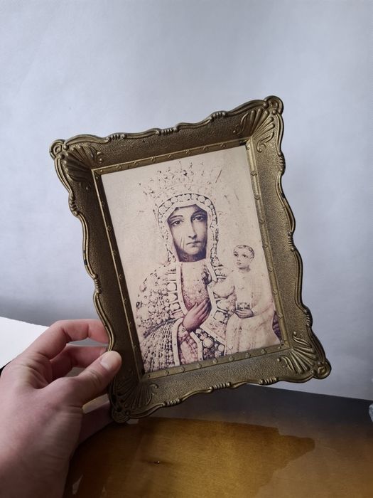 Ramka złota stara Maryja vintage obrazek dewocjonalia