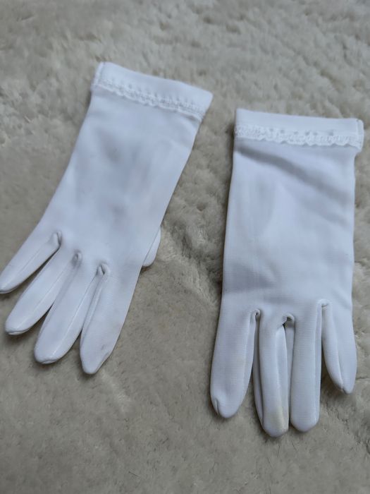 Białe rekawiczki prl vintage xs/s