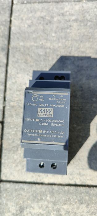 Zasilacz din mean well HDR 30-15 na listwę do LED domofon 2A 30wat nowy