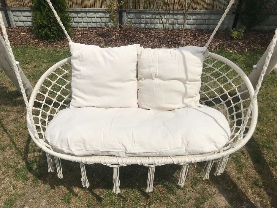 Huśtawka ogrodowa duża, drewniana