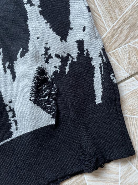 Свитер Grunge Distressed Knitted Sweater Glitch Art Style Gothic L