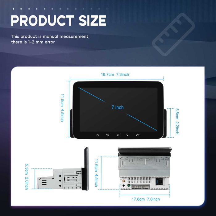 Rádio Android 7" 1DIN 4GB 64GB CarPlay Android Auto GPS (novo)