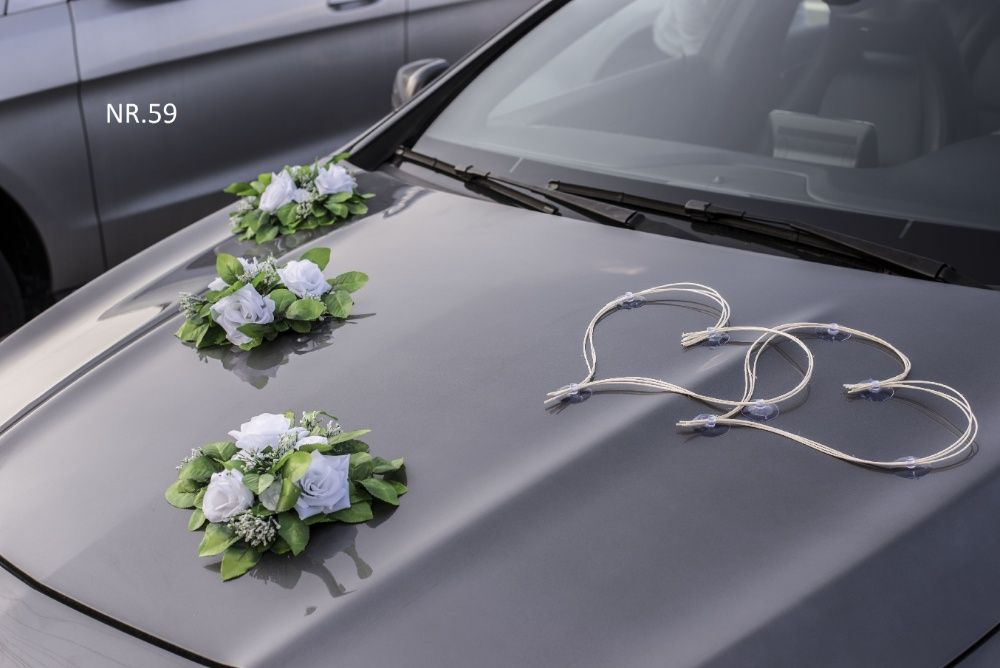 Dekoracja samochodu ozdoba na auto do ślubu WYJĄTKOWA 059