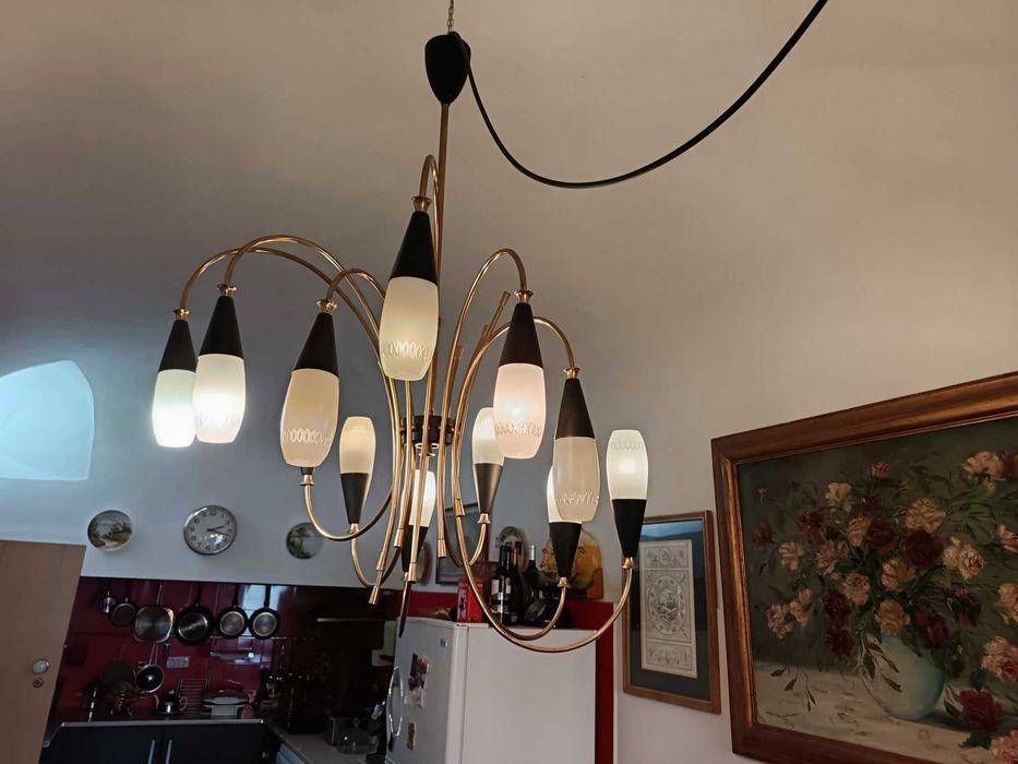 Candeeiro de tecto - Estilo Stilnovo - 12 Luzes - Anos 50