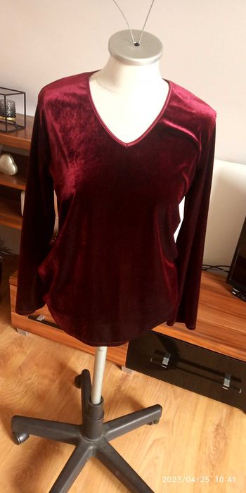 welurowa bluzka bluza sportowa bordo