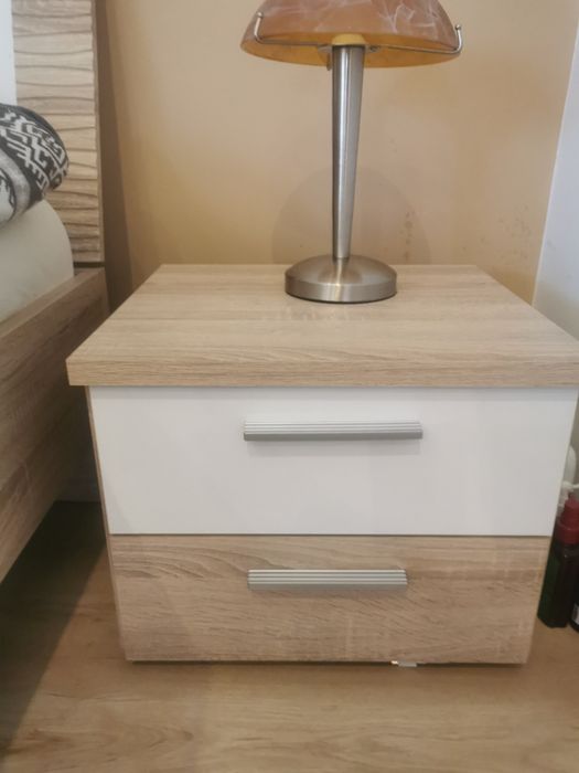 łóżko dąb sonoma 160x200 szafki nocne komoda meble sypialnia