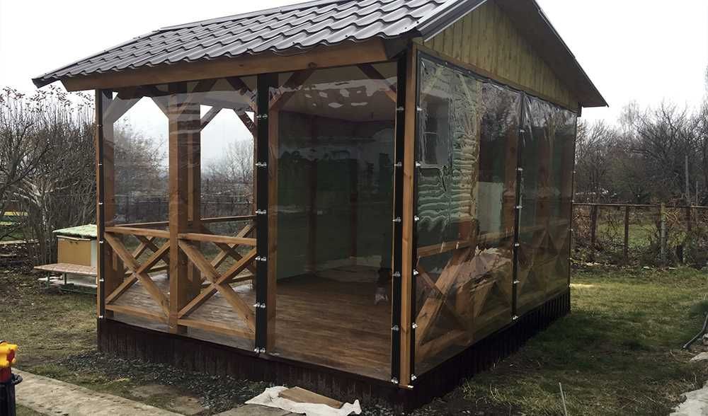 Прозрачные ПВХ тенты для беседки, веранды, террасы. Мягкие стекла,окна