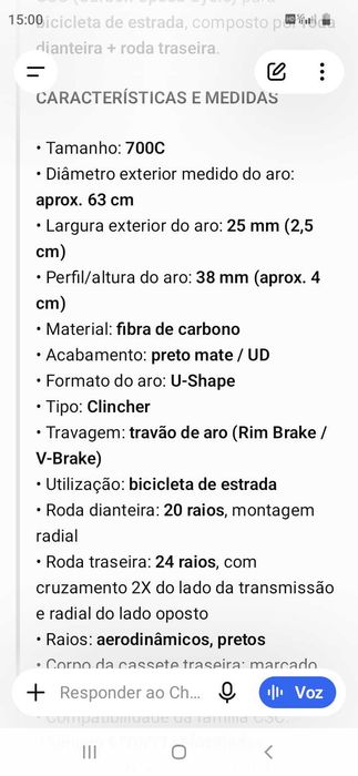Rodas carbono 470€. Oportunidade