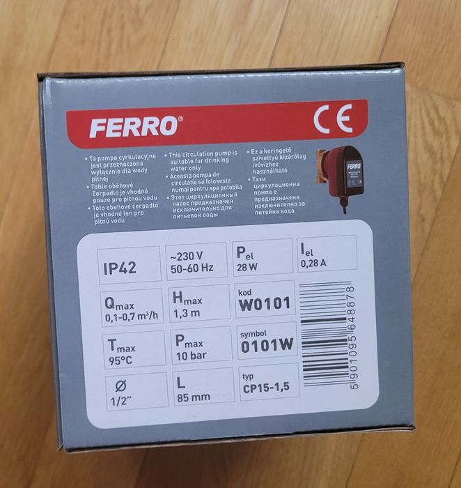 Ferro - Pompa cyrkulacyjna wody pitnej typ CP15-1.5