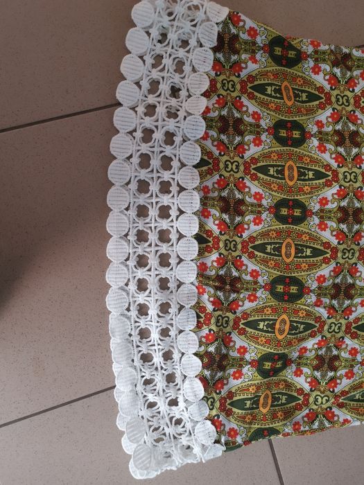 Folkowa tunika boho z ażurem koronka haft kwiatowy wzór r L 40