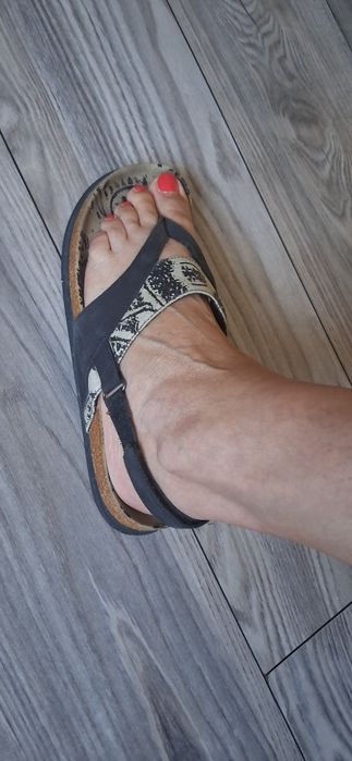 SCHOLL ADAPTA 39 skora naturalna korek na lato komfortowe brąz/beż