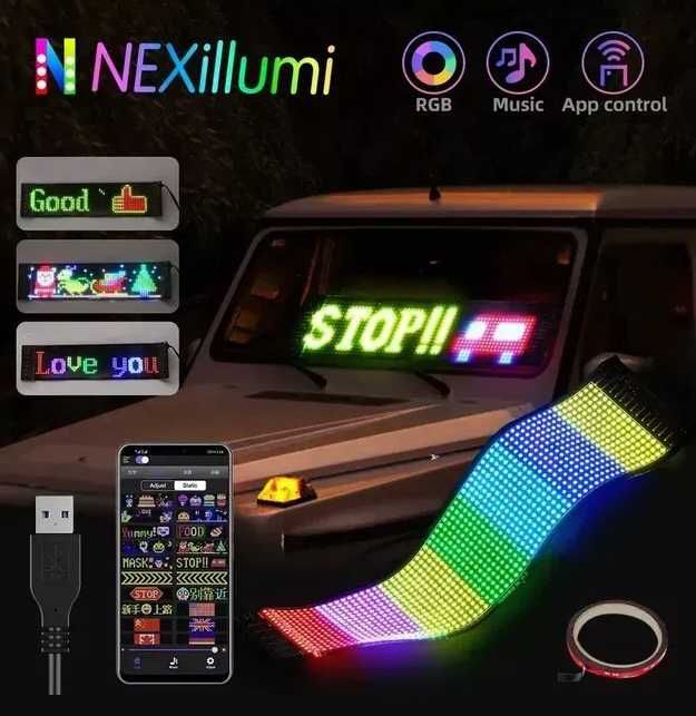 Панель Лед глаза 12×60 см для индивидуальности автомобиля