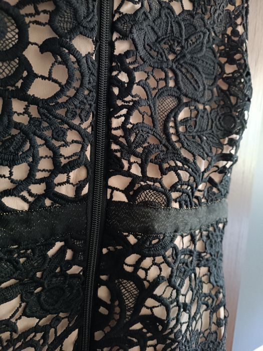Sukienka gipiura koronka czarna beż S M