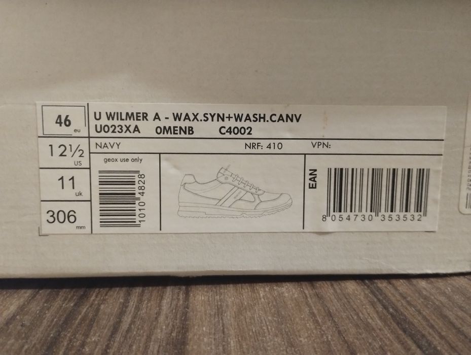 Нові кросівки Geox U Wilmer A,46 р,306 мм