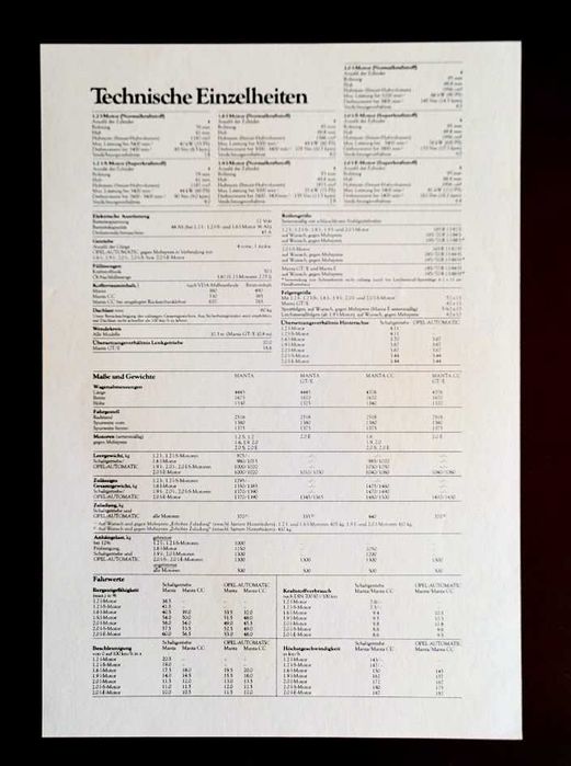 1979 brochura folheto original Opel Manta B