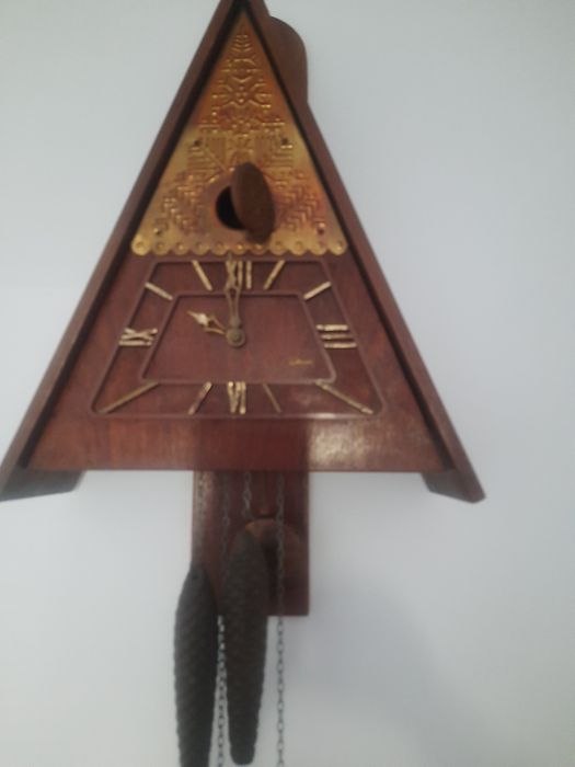 Zegar z kukułką, mosiężne wagi