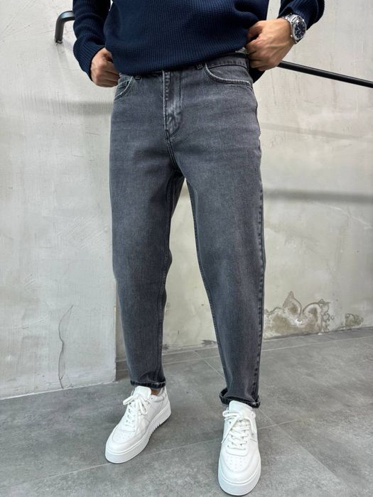 Чоловічі джинси мом темно сірі