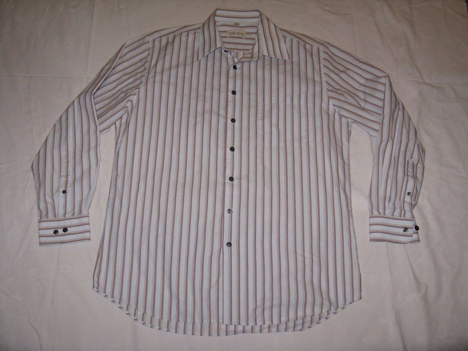 koszula długi rękaw paski Carletti kieszonka 41 L XL duża klata 124cm