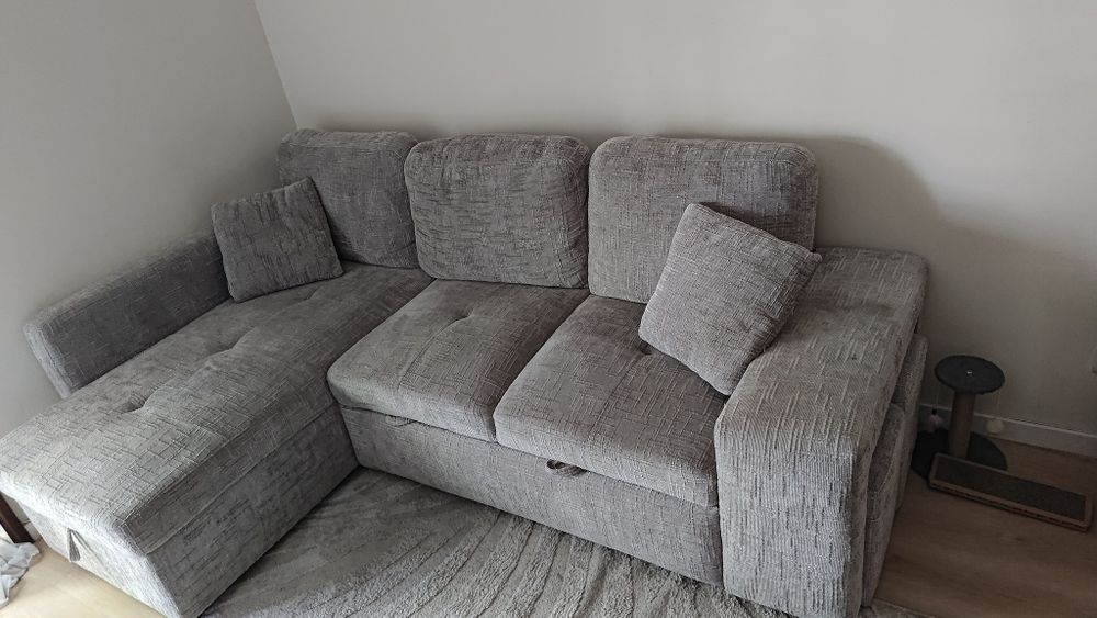 Sofá cama com baú e chaise longue