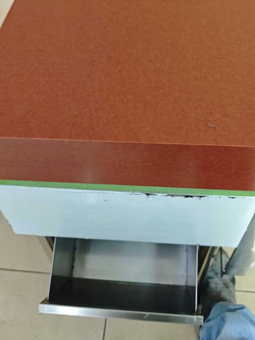 Kloc masarski INOX  – Nowy, regulowana wysokość, wbudowany kosz