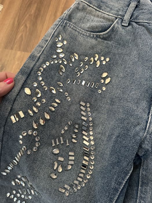 Spodnie jeansy calzedonia xs cekiny/lustra