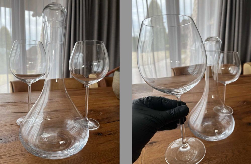 Komplet **DUŻE** 2x kieliszek do wina Burgund 839 ml + 1x karafka dekanter 1400 ml
