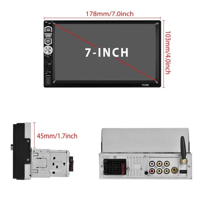 Rádio 1din 7 polegadas 7039B com Carplay sem fios USB BT FM Micro NOVO