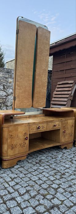 Toaletka Art deco czeczot brzozowy lata 30/50 komoda z lustem