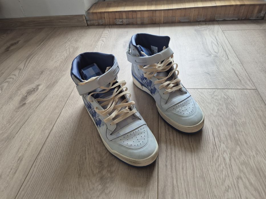 Buty Adidas Forum 45 błękitne wysokie