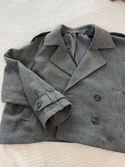 Plaszcz krótki oversize h&m szary