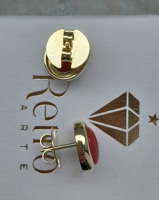 Piękne retro Kolczyki 3.8g Koral Złoto 585