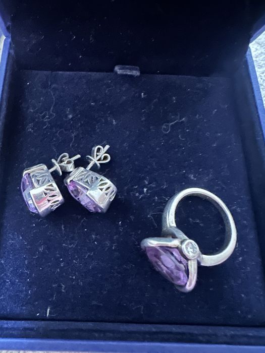 Серебренный комплект с аметистом