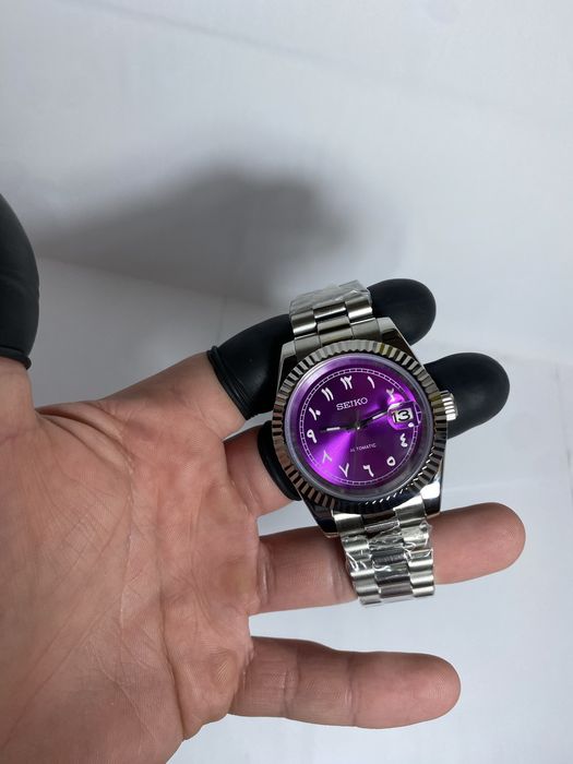 Zegarek automatyczny Seiko mod datejust arabic nh35 violet fiolet 40mm