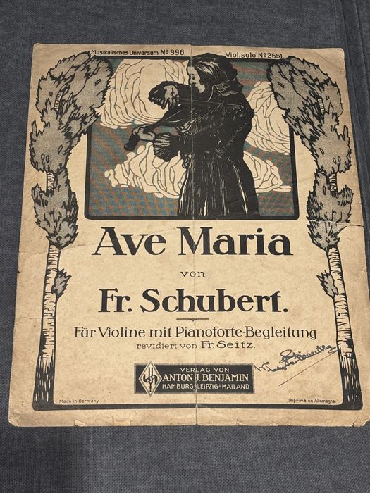 Ave Maria – Schubert, stare nuty skrzypce i fortepian