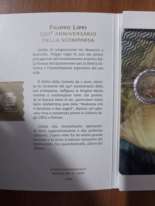moeda comemorativa de 2 Euro emitida por São Marino em 2019