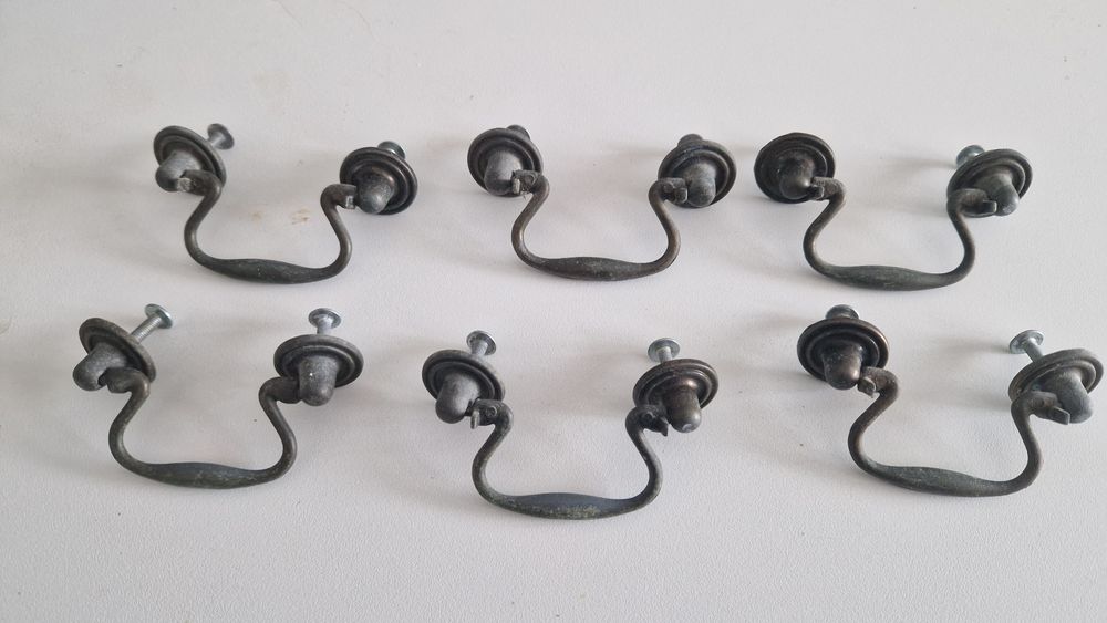 6 puxadores antigos para gavetas