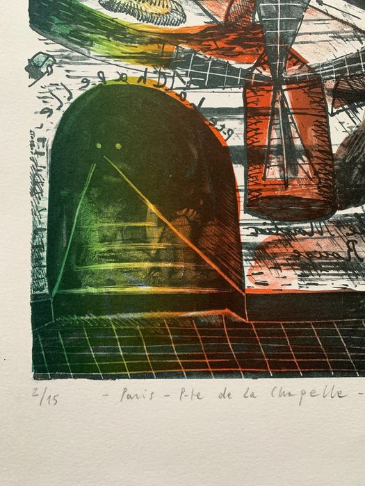 PIOTR PANASIEWICZ Grafika litografia barwna Stacja metra Paryż 1996