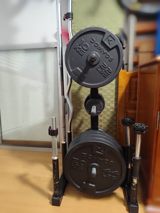 Weights, Dumbbell Plates, Barbells, Bars, and Storage Rack for Strength Training64739329882370121