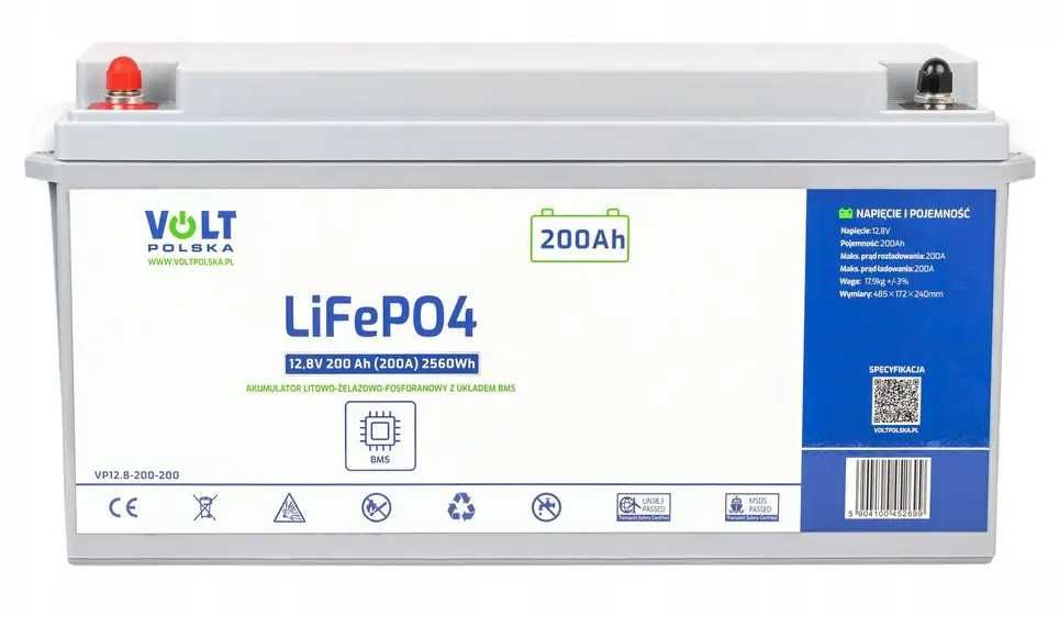 Акумулятор LiFePo4 BMS 200Аh 12В 200А VOLT POLSKA