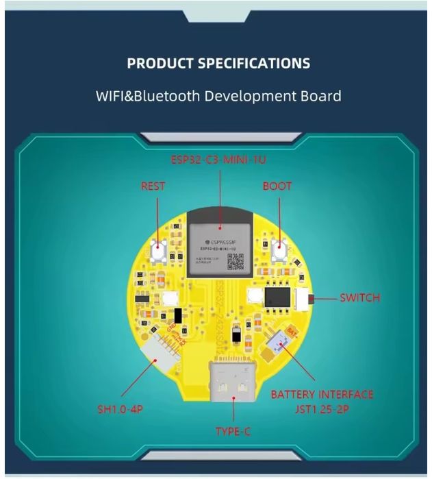 Плата разработки ESP32C3 с дисплеем 1.28 дюйма