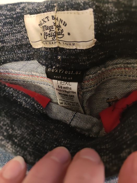 Spodnie spodenki jeansowe jeansy Next 6-9 m 74 cm nowe
