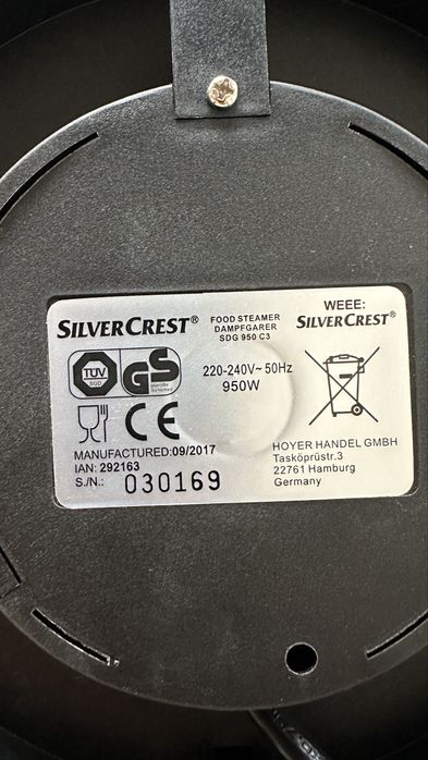 Silver Crest Food Steamer 950W