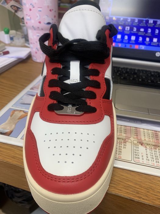 Tenis Diesel em pele numero 41 Vermelho  , Branco e Preto
