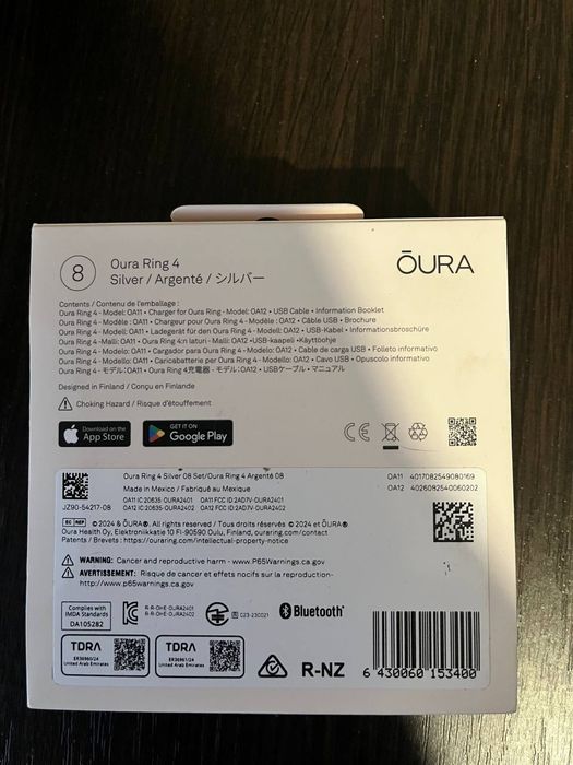 Розумне кільце Oura Ring 4, розмір 8, колір silver
