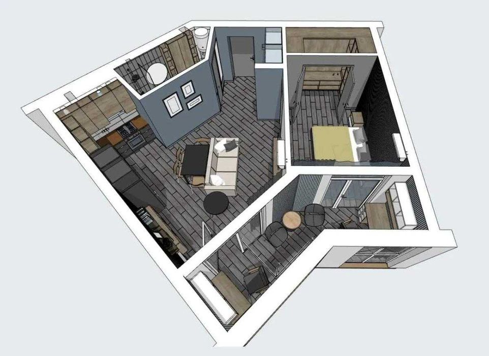 Продаж велика однокімнатна квартира + кухня-вітальня. Франківський р-н