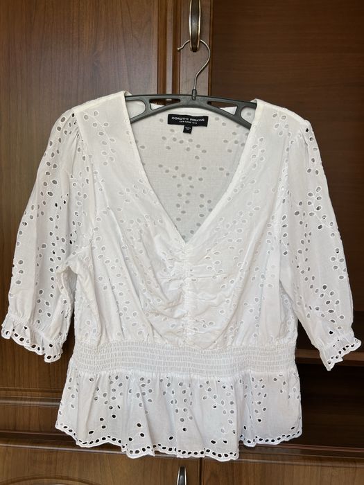 Білосніжна блуза з прошви (100% бавовна) Dorothy Perkins, розмір UK 14 (L/XL)
